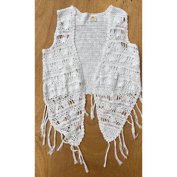 O'Neill Women's Winona White Crochet Fringe Vest Size M - Picture 2 of 12